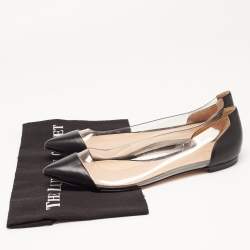 Pre Owned Gianvito Rossi Black Leather and PVC Plexi Ballet Flats Size 40.5