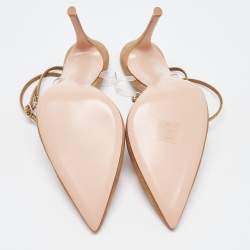 Pre Owned Gianvito Rossi Gold Glitter Nubuck Leather Embellshed Ankle Strap Sandals Size 42