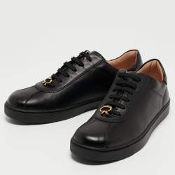 Pre Owned Gianvito Rossi Black Leather Low Top Sneakers Size 37.5
