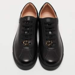 Pre Owned Gianvito Rossi Black Leather Low Top Sneakers Size 37.5