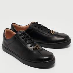 Pre Owned Gianvito Rossi Black Leather Low Top Sneakers Size 37.5