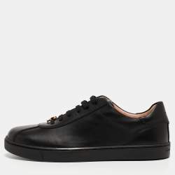 Pre Owned Gianvito Rossi Black Leather Low Top Sneakers Size 37.5