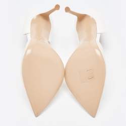 Pre Owned Gianvito Rossi White PVC and Leather Bree D'orsay Pumps Size 38