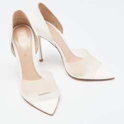Pre Owned Gianvito Rossi White PVC and Leather Bree D'orsay Pumps Size 38