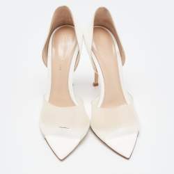 Pre Owned Gianvito Rossi White PVC and Leather Bree D'orsay Pumps Size 38