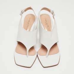 Pre Owned Gianvito Rossi White Leather Thong Slide Ankle Strap Sandals Size 38