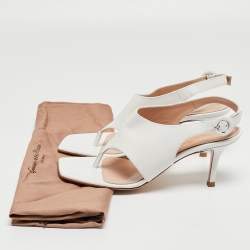 Pre Owned Gianvito Rossi White Leather Thong Slide Ankle Strap Sandals Size 38