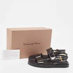 Gianvito Rossi Black Leather and PVC  Slingback Sandals Size 37