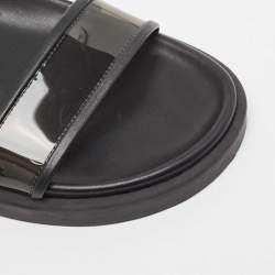 Pre Owned Gianvito Rossi Black Leather and PVC  Slingback Sandals Size 37