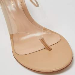 Pre Owned Gianvito Rossi Beige Leather and PVC Ankle Wrap Sandals Size 36