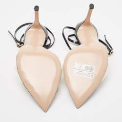 Pre Owned Gianvito Rossi Black/Transparent PVC and Patent Crisscross Ankle Strap Sandals Size 38