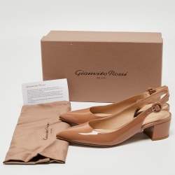 Pre Owned Gianvito Rossi Beige Patent Leather Amee Pumps Size 37