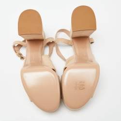 Pre Owned Gianvito Rossi Beige Suede Block Heel Ankle Strap Sandals Size 38