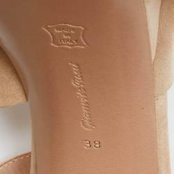 Pre Owned Gianvito Rossi Beige Suede Block Heel Ankle Strap Sandals Size 38