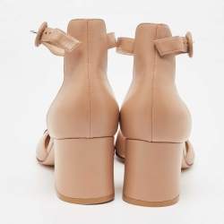 Pre Owned Gianvito Rossi Beige/Black Leather Block Heel Ankle Strap Pumps Size 42 