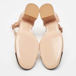 Pre Owned Gianvito Rossi Beige/Black Leather Block Heel Ankle Strap Pumps Size 42 