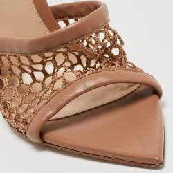 Pre Owned Gianvito Rossi Pink Mesh and Leather Alisia Slide Sandals Size 39