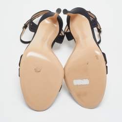 Pre Owned Gianvito Rossi Black Canvas Ankle Strap Sandals Size 38.5