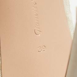 Pre Owned Gianvito Rossi White Mesh and Leather Lace Up Ankle Boots Size 39