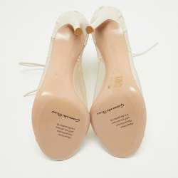 Pre Owned Gianvito Rossi White Mesh and Leather Lace Up Ankle Boots Size 39