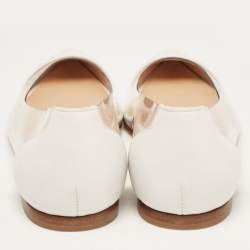 Pre Owned Gianvito Rossi White Leather and PVC Plexi Ballet Flats Size 35