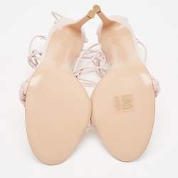 Pre Owned Gianvito Rossi Cream Leather Ankle Sandals Size 38.5