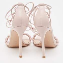 Pre Owned Gianvito Rossi Cream Leather Ankle Sandals Size 38.5