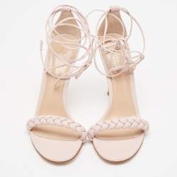 Pre Owned Gianvito Rossi Cream Leather Ankle Sandals Size 38.5