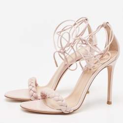 Pre Owned Gianvito Rossi Cream Leather Ankle Sandals Size 38.5
