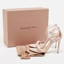 Pre Owned Gianvito Rossi Cream Leather Ankle Sandals Size 38.5