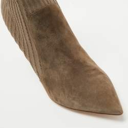 Pre Owned Gianvito Rossi Grey Suede and Fabric Ankle Boots Size 39