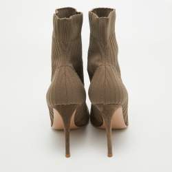 Pre Owned Gianvito Rossi Grey Suede and Fabric Ankle Boots Size 39