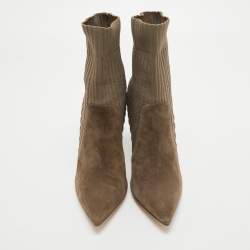 Pre Owned Gianvito Rossi Grey Suede and Fabric Ankle Boots Size 39