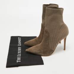 Pre Owned Gianvito Rossi Grey Suede and Fabric Ankle Boots Size 39