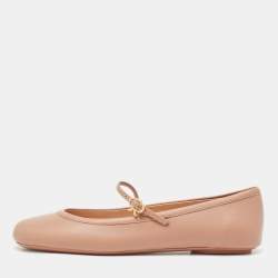 Pre Owned Gianvito Rossi Pink Leather Mary Jane Ballet Flats Size 38
