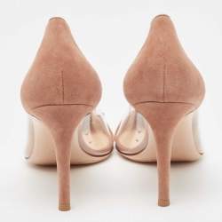 Pre Owned Gianvito Rossi Pink Nubuck Leather and PVC Plexi Pointed Toe Pumps Size 36