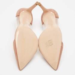 Pre Owned Gianvito Rossi Pink Nubuck Leather and PVC Plexi Pointed Toe Pumps Size 36