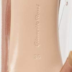Pre Owned Gianvito Rossi Pink Nubuck Leather and PVC Plexi Pointed Toe Pumps Size 36