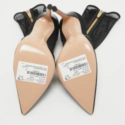 Pre Owned Gianvito Rossi Black Mesh and Leather Pointed Toe Ankle Boots Size 38