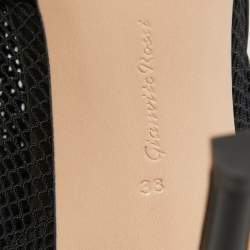 Pre Owned Gianvito Rossi Black Mesh and Leather Pointed Toe Ankle Boots Size 38