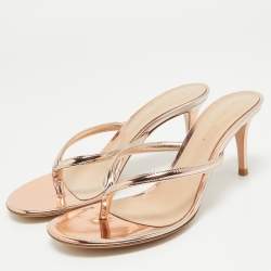 Pre Owned Gianvito Rossi Rose Gold Leather Calypso Sandals Size 38