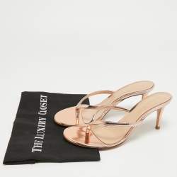 Pre Owned Gianvito Rossi Rose Gold Leather Calypso Sandals Size 38