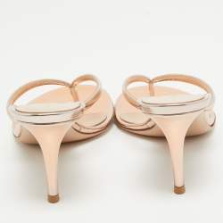 Pre Owned Gianvito Rossi Rose Gold Leather Calypso Sandals Size 38