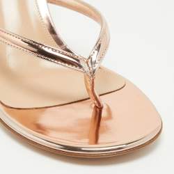 Pre Owned Gianvito Rossi Rose Gold Leather Calypso Sandals Size 38