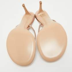 Pre Owned Gianvito Rossi Rose Gold Leather Calypso Sandals Size 38