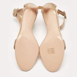 Pre Owned Gianvito Rossi Beige Suede Portofino Ankle Strap Sandals Size 39