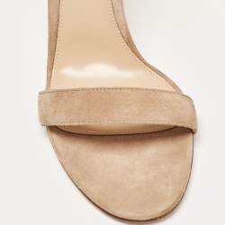 Pre Owned Gianvito Rossi Beige Suede Portofino Ankle Strap Sandals Size 39