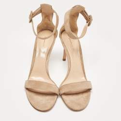 Pre Owned Gianvito Rossi Beige Suede Portofino Ankle Strap Sandals Size 39