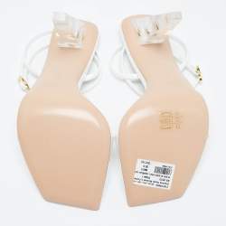 Pre Owned Gianvito Rossi White Patent Leather and PVC Odyssey Sandals Size 38.5