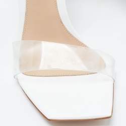 Pre Owned Gianvito Rossi White Patent Leather and PVC Odyssey Sandals Size 38.5